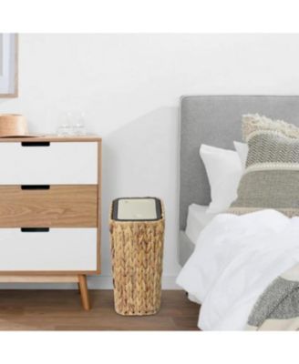 Streamdale Boho Trash Can with Lid - Rattan Wastebasket, 2.6-Gallon Woven Hamper