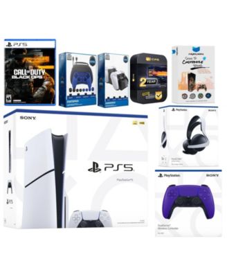 Playstation 5 Slim Disc PS5 1TB with Call of Duty Black Ops 6, Starlight Blue Controller, Pulse Elite Headset, Gamer Starter Pack, Charge Dock