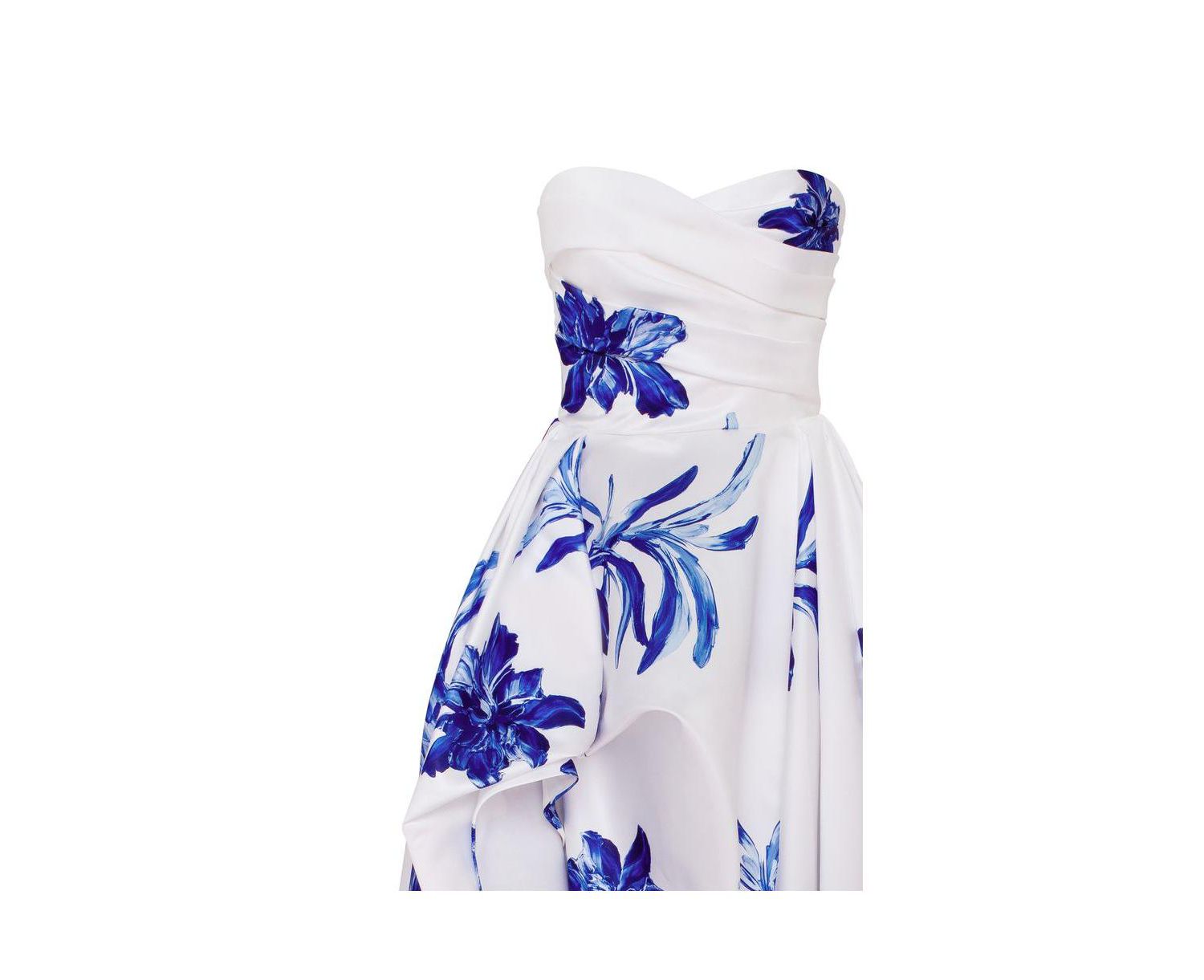 Women's Wonderful white A-line maxi dress with blue flowers