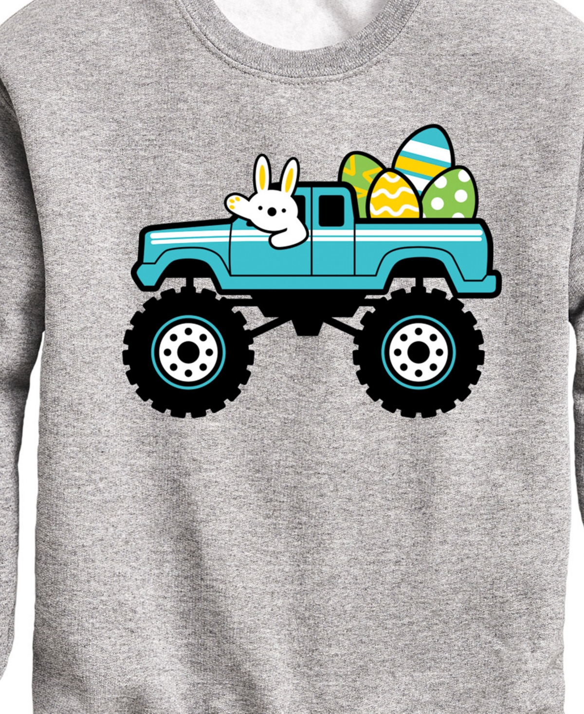 Hybrid Toddler Boys Easter Bunny Monster Truck Graphic Fleece Sweatshirt In Gray