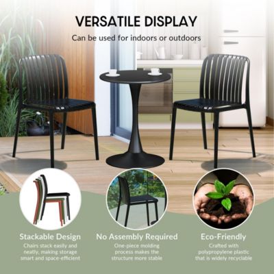 Outdoor Stackable Polypropylene Plastic Dining Side Chairs (Set of 2)