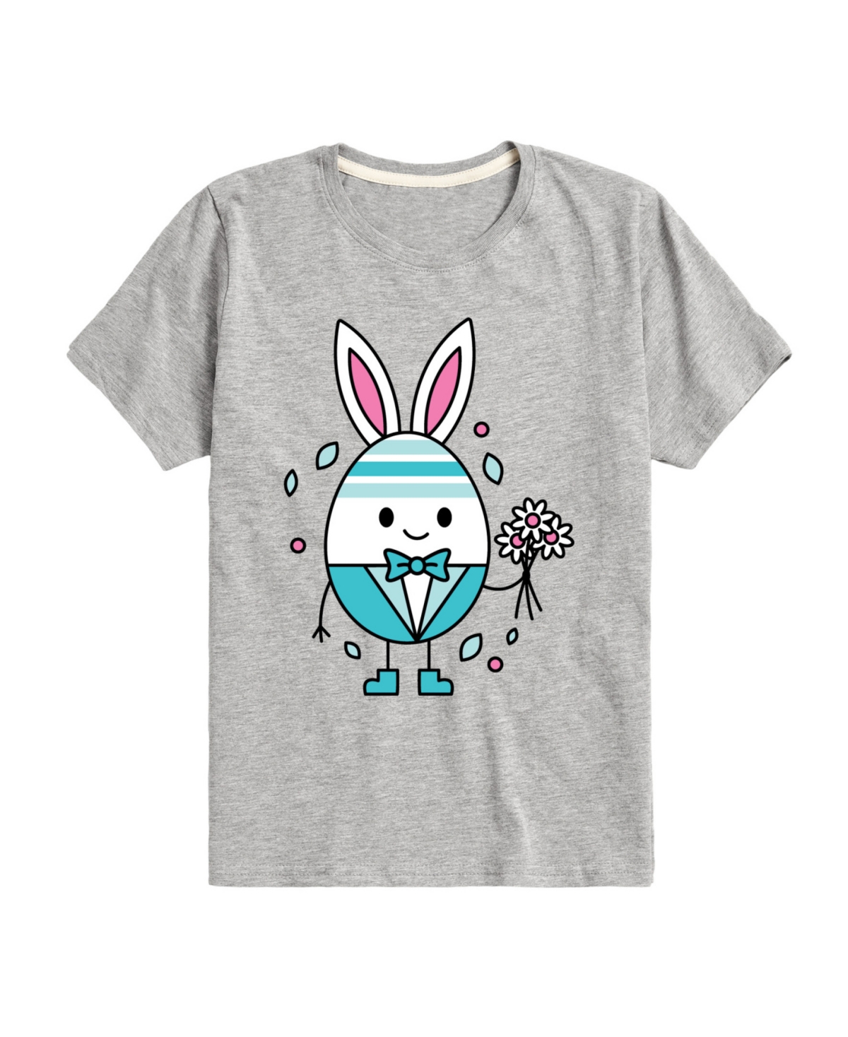 Hybrid Big Boys Happy Easter Bunny Egg Graphic T-shirt In Gray