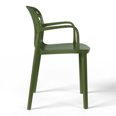 5-Piece Outdoor Resin Round Patio Dining Table Set with Modern Stackable Patio Dining Chairs