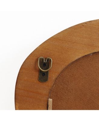 Natural Wood Framed Oval Irregular Wall Mirror, Accent and Vanity