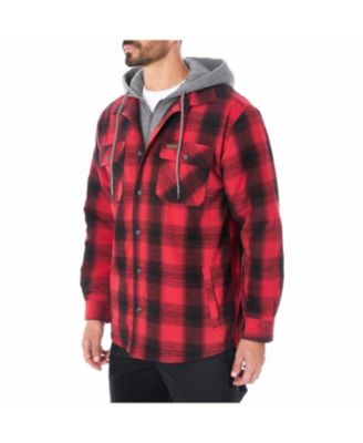 Men's Sherpa-Lined Hooded Flannel Shirt-Jacket with Inset
