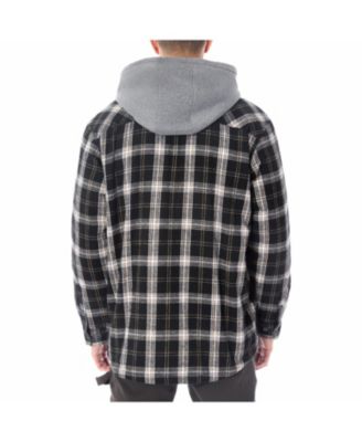 Men's Sherpa-Lined Hooded Flannel Shirt-Jacket with Inset