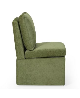 Modern Upholstered Chenille Armless Dining Chairs With Casters 2 PC