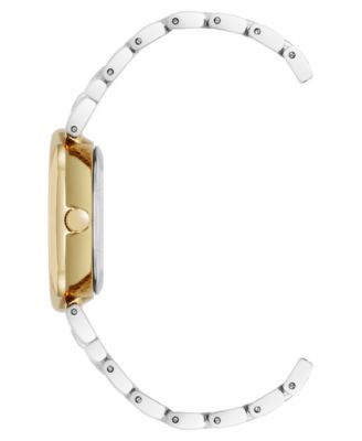 Women's Quartz Contemporary Oval Two-Tone Metal Alloy Bracelet Watch, 25mm