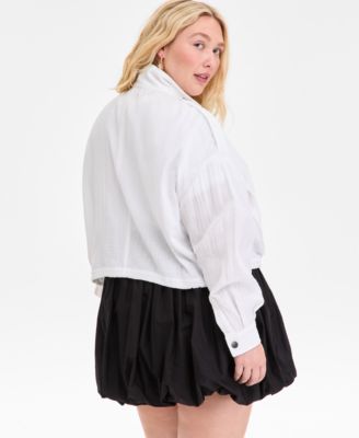 Plus Size Snap-Front Cinched-Hem Utility Jacket, Exclusively at Macy's