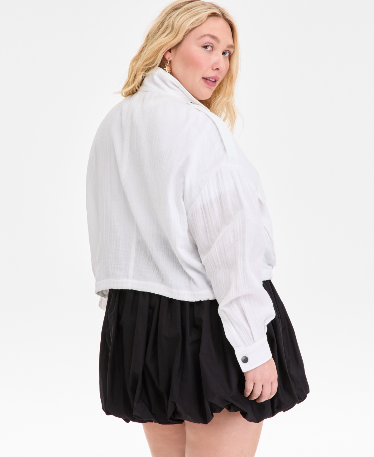 ON 34TH PLUS SIZE SNAP-FRONT CINCHED-HEM UTILITY JACKET, EXCLUSIVELY AT MACY'S 