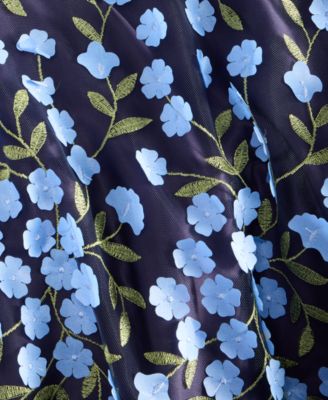 Women's Floral-Print Mesh V-Neck Midi Dress