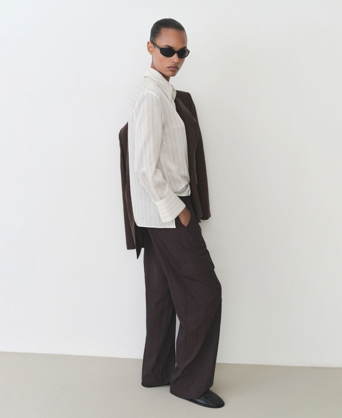 Shop Mango Women's Soft Cargo Trousers In Charcoal