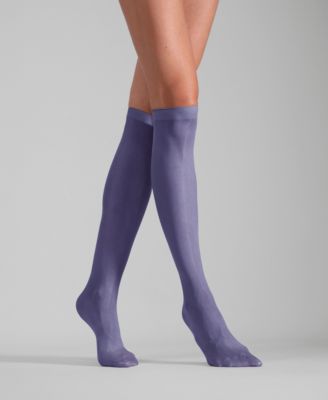 Women's Set of 2 Lustrous Silky Shiny Sheer Dress Knee-high Stockings Socks SKU15049-BL	