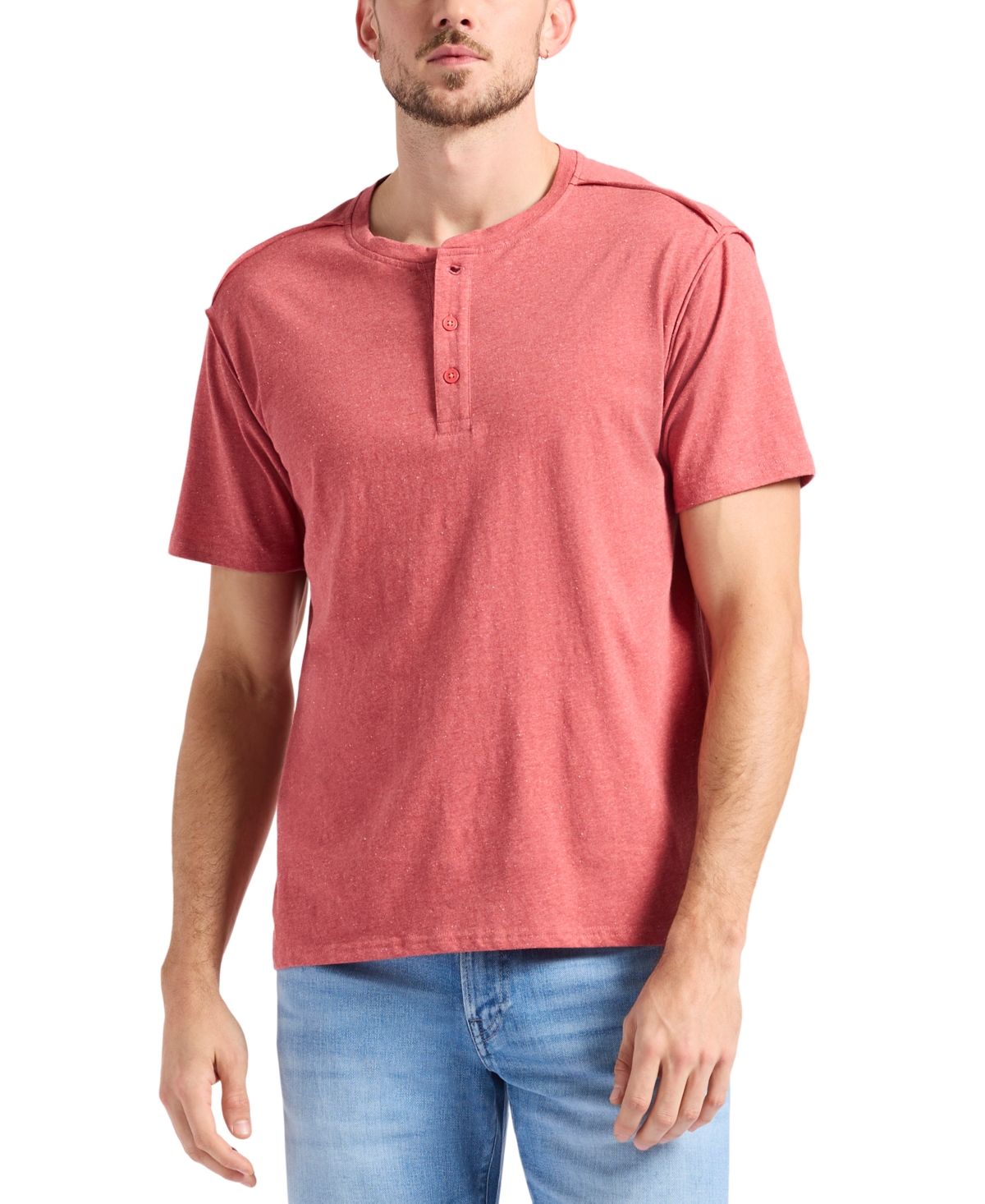 Men's Kitform Short Sleeve Speckled Jersey Henley - Baked Apple