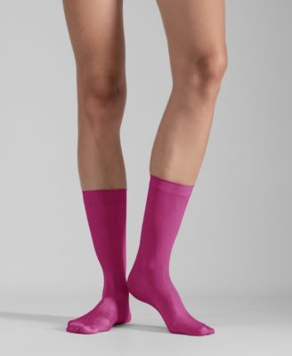 Women's Set of 2 Lustrous Silky Shiny Sheer Dress Socks SKU15002-BL	