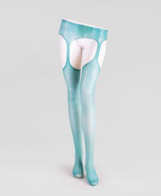 Women's Lustrous Silky Shiny Sheer Suspender Crotchless High-Waist Pantyhose Tights