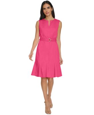 Calvin Klein - Women's Sleeveless Belted Sheath Dress