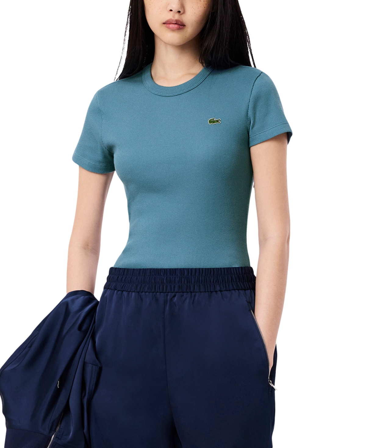 Lacoste Usa Women's Cotton Slim-fit Crewneck Tee