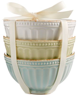 French Perle Groove Collection Stoneware 3-Pc. Mini Bowls Set