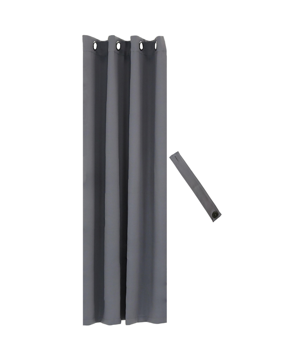 52 x 84-Inch Outdoor Blackout Curtain with Grommet Top - Includes Tieback - Blue - Single Panel - Gray