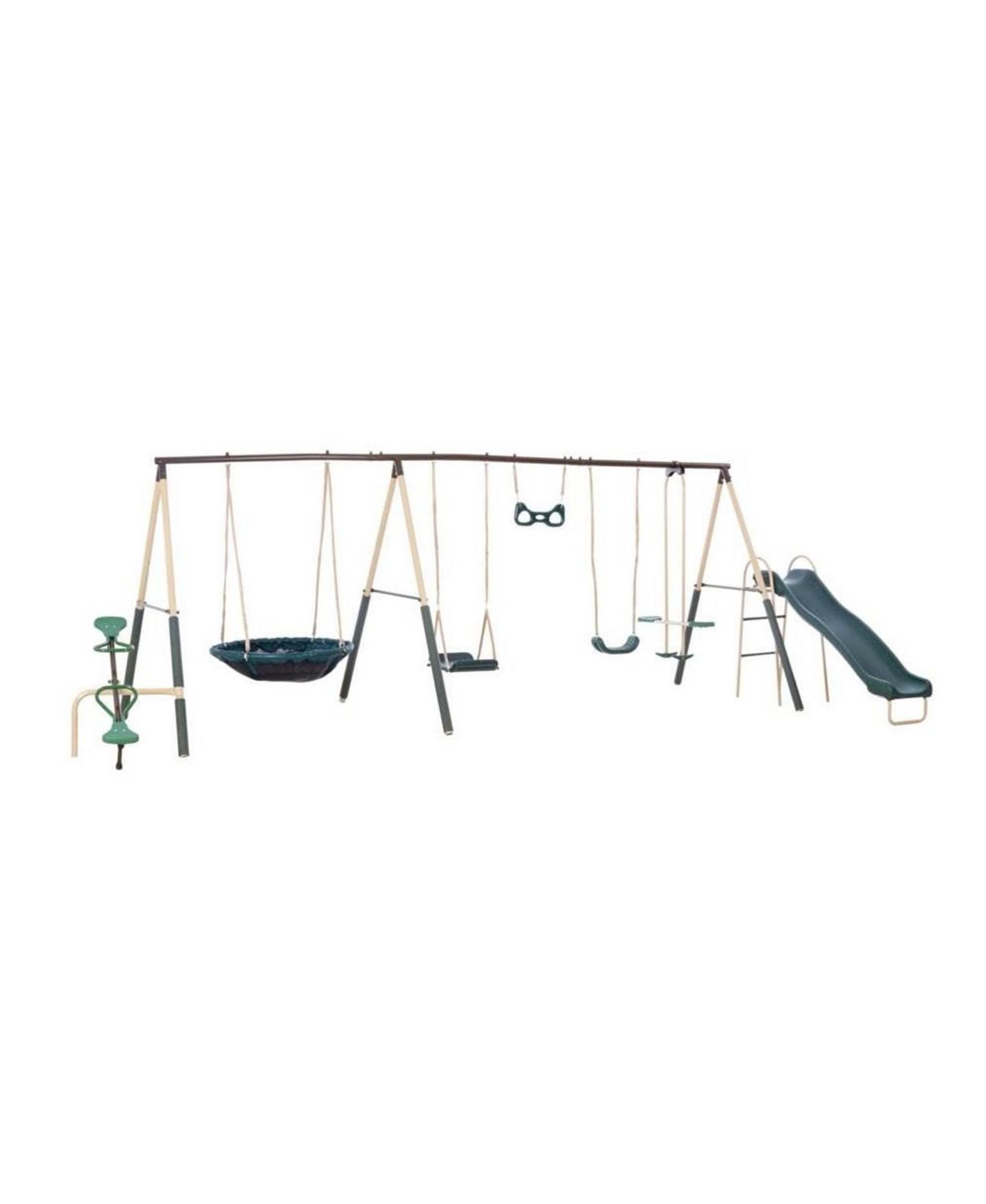 Детские игрушки XDP Recreation Deerfield Metal Swing Set with Slide, See-Saw & Trapeze Swing, Ages 3-8 — фото 1