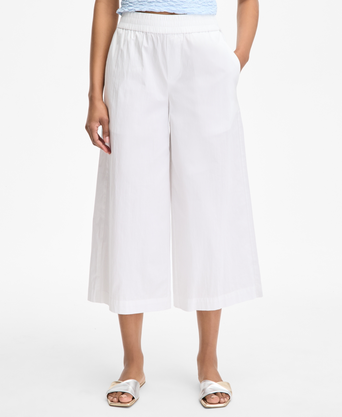 Women's High-Rise Cropped Wide-Leg Pants, Exclusively at Macy's - Cinnamon Brulee