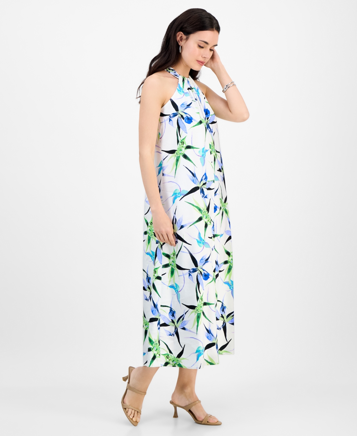 Inc International Concepts Petite Printed Halter-neck Sleeveless Maxi Dress, Exclusively At Macy's