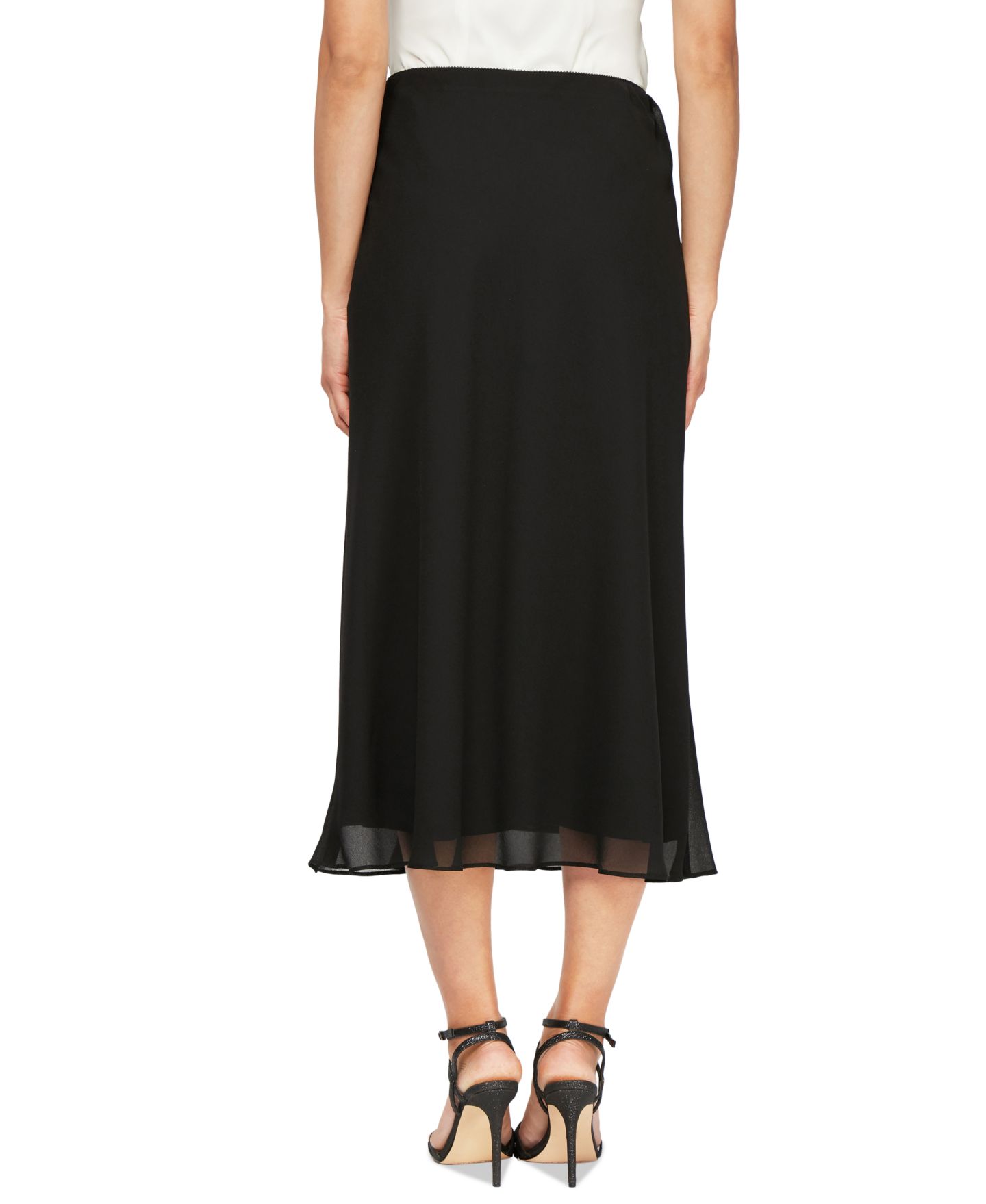 Женская юбка Alex Evenings Chiffon Pull-On Midi, цвет: Чёрный — фото 2