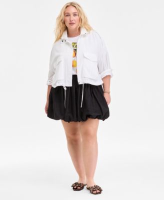 Trendy Plus Size Utility Jacket Graphic T Shirt Bubble Mini Skirt Exclusively At Macys