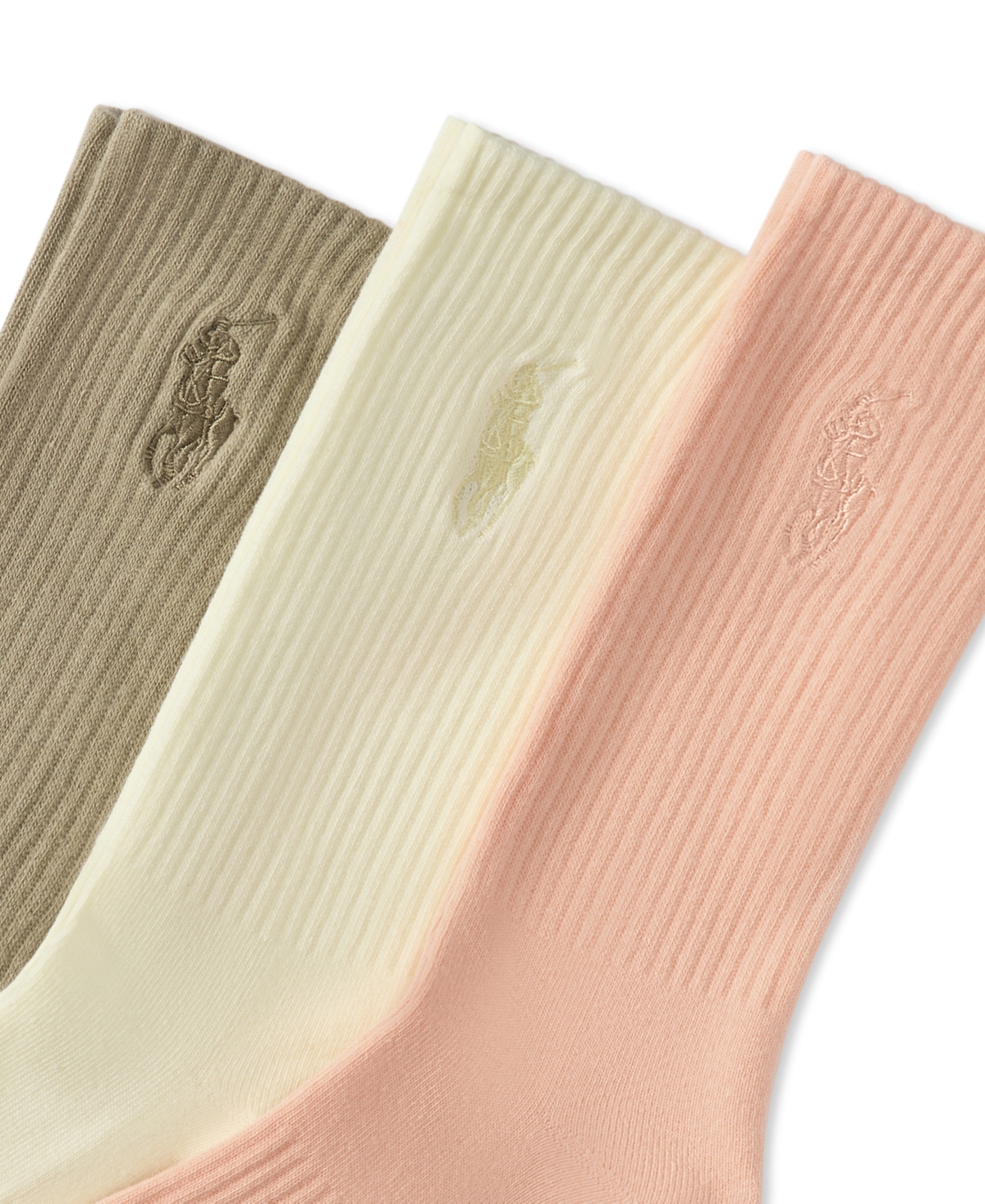 Polo Ralph Lauren Assorted 3-pack Washed Cotton Blend Crew Socks