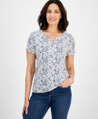 Style & Co - Women's Printed Henley Top, Exclusively at Macy's