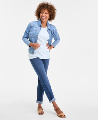 売れ筋商品|||スタイルアンドコー カットソー トップス レディース Petite Simple Stripe Scoop-Neck Knit Top, Exclusively at Macy's Tende Touch Cmb Style & Co Petite Simple Stripe Scoop-Neck Knit Top