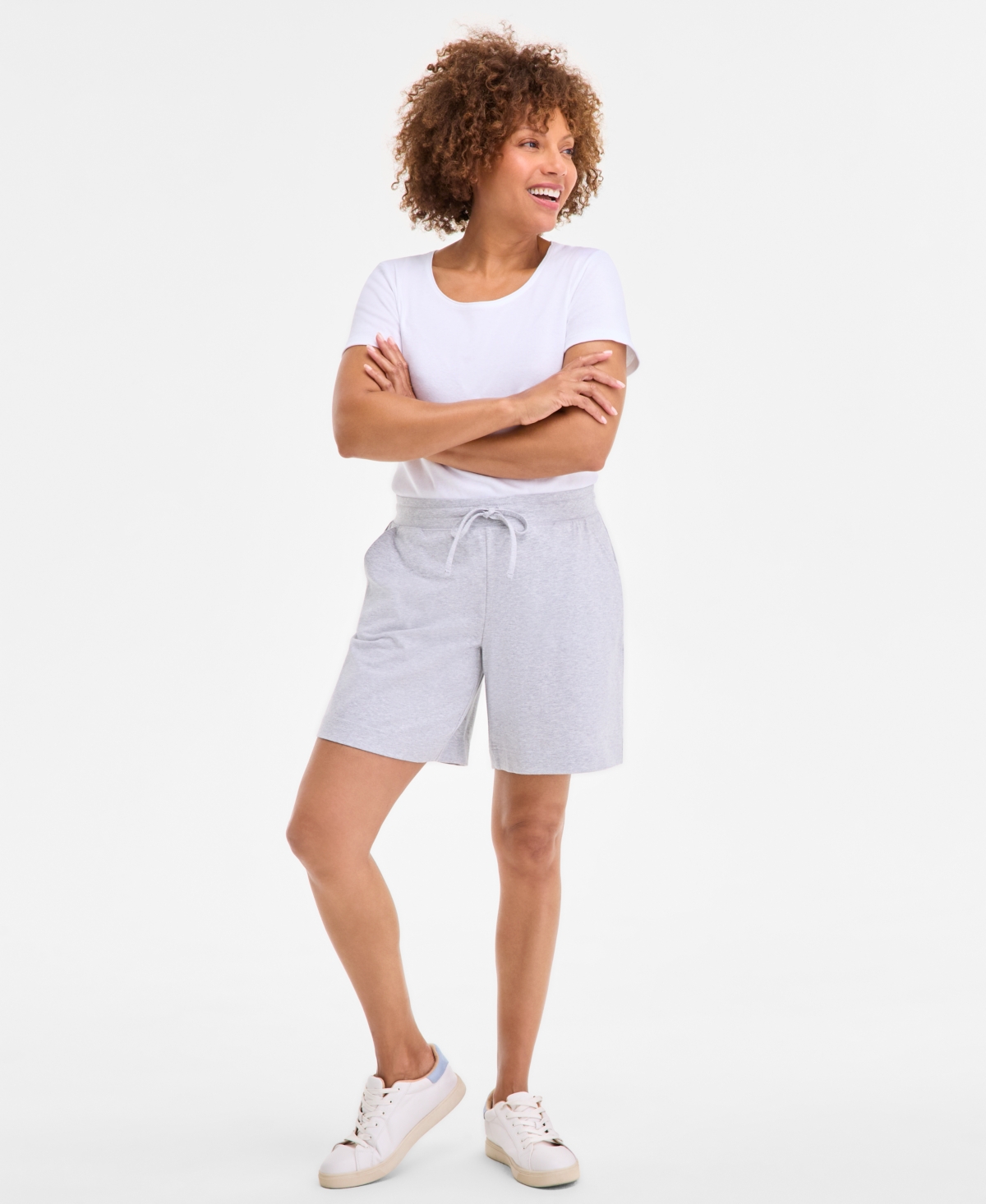 STYLE & CO WOMEN'S MID RISE SWEATPANT SHORTS, CREATED FOR MACY'S 