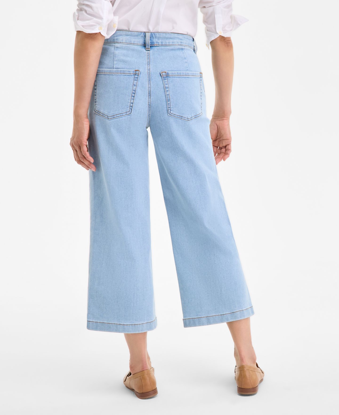Женские джинсы Style & Co Petite High-Rise Wide-Leg Crop Jeans, цвет: Светлая варка — фото 4