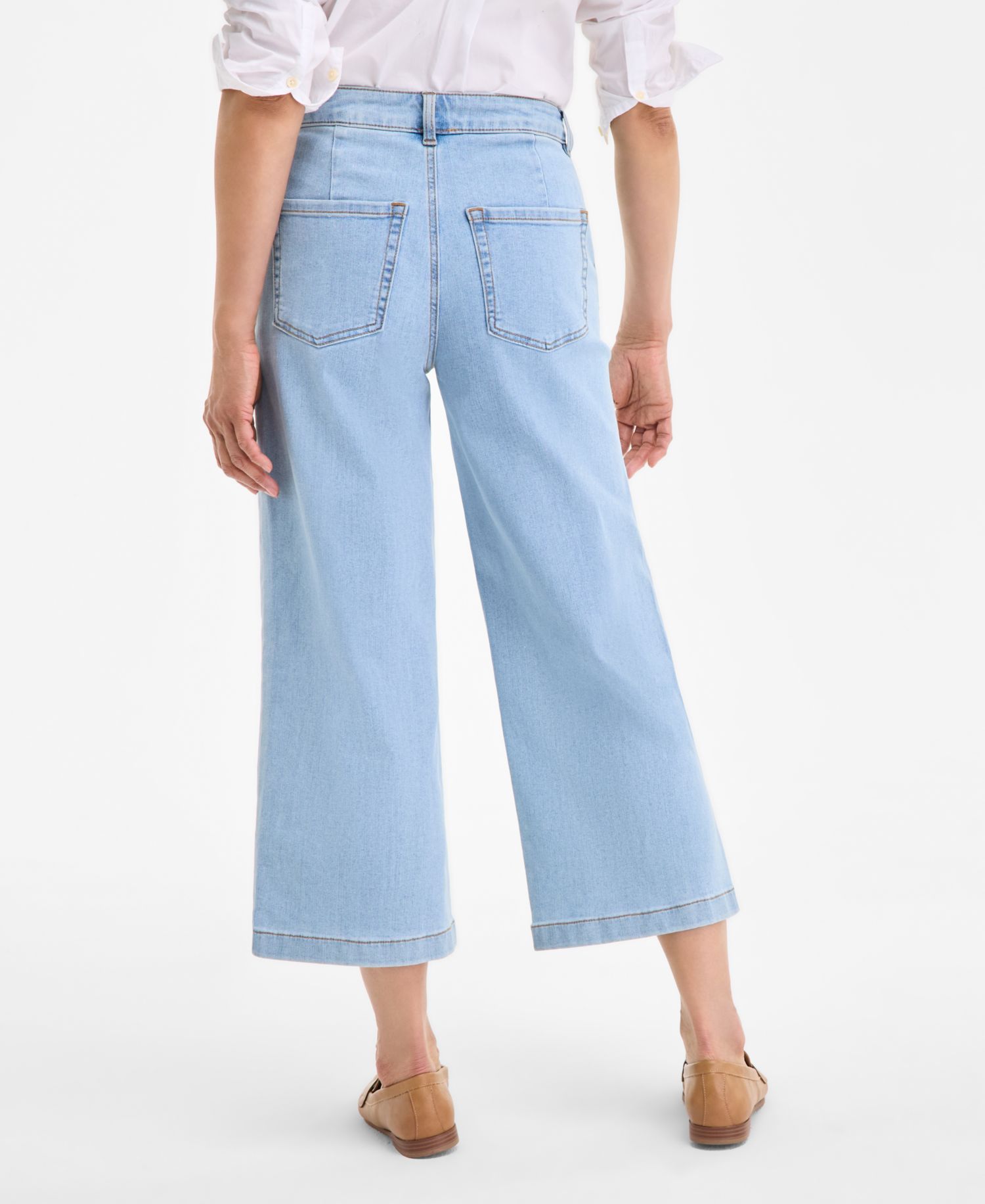 Petite High-Rise Wide-Leg Crop Jeans