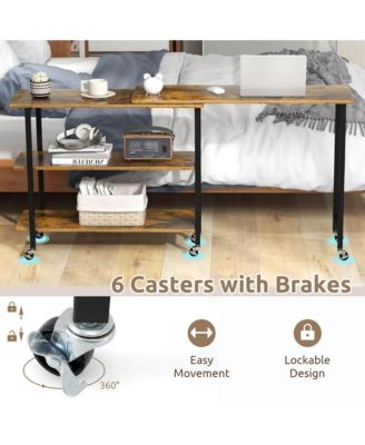 360° Rotatable Sofa Side Table L-shaped Laptop Desk Snack Table withShelf Patented