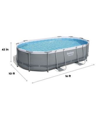 Power Steel 16' x 10' x 42" Rectangular Above Ground Swimming Pool Set