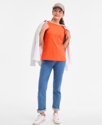 売れ筋商品|||スタイルアンドコー カットソー トップス レディース Women's Cotton Boat-Neck Sleeveless Top, Created for Macy's Atomic Orange Style & Co Women's Cotton Boat-Neck Sleeveless Top, Created