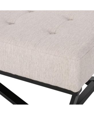 Upholstered Bench with Black Geometric Legs and Modern Bentwood Frame for Living Room or Bedroom