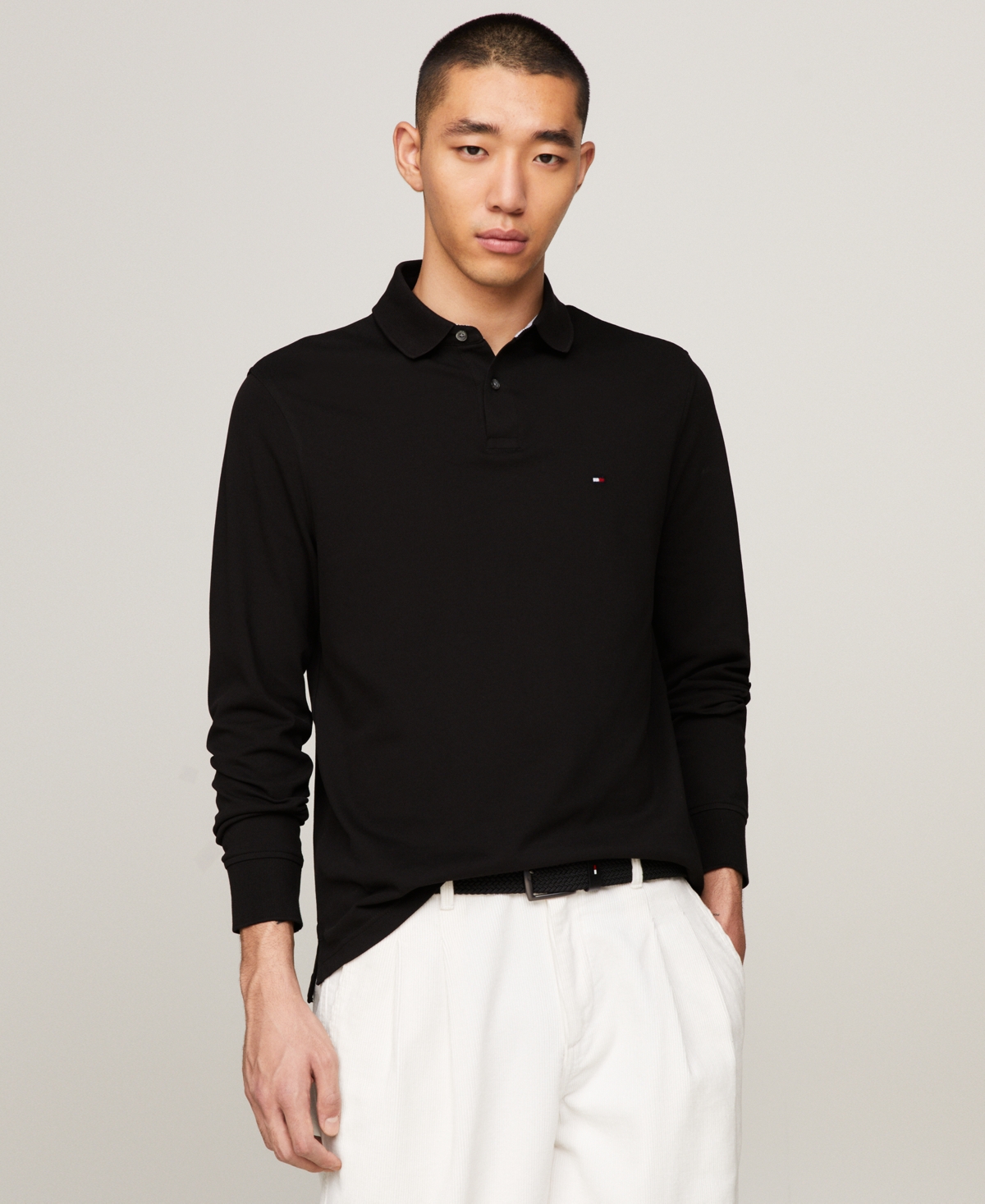 Men's 1985 Regular-Fit Long-Sleeve Polo Shirt - Black