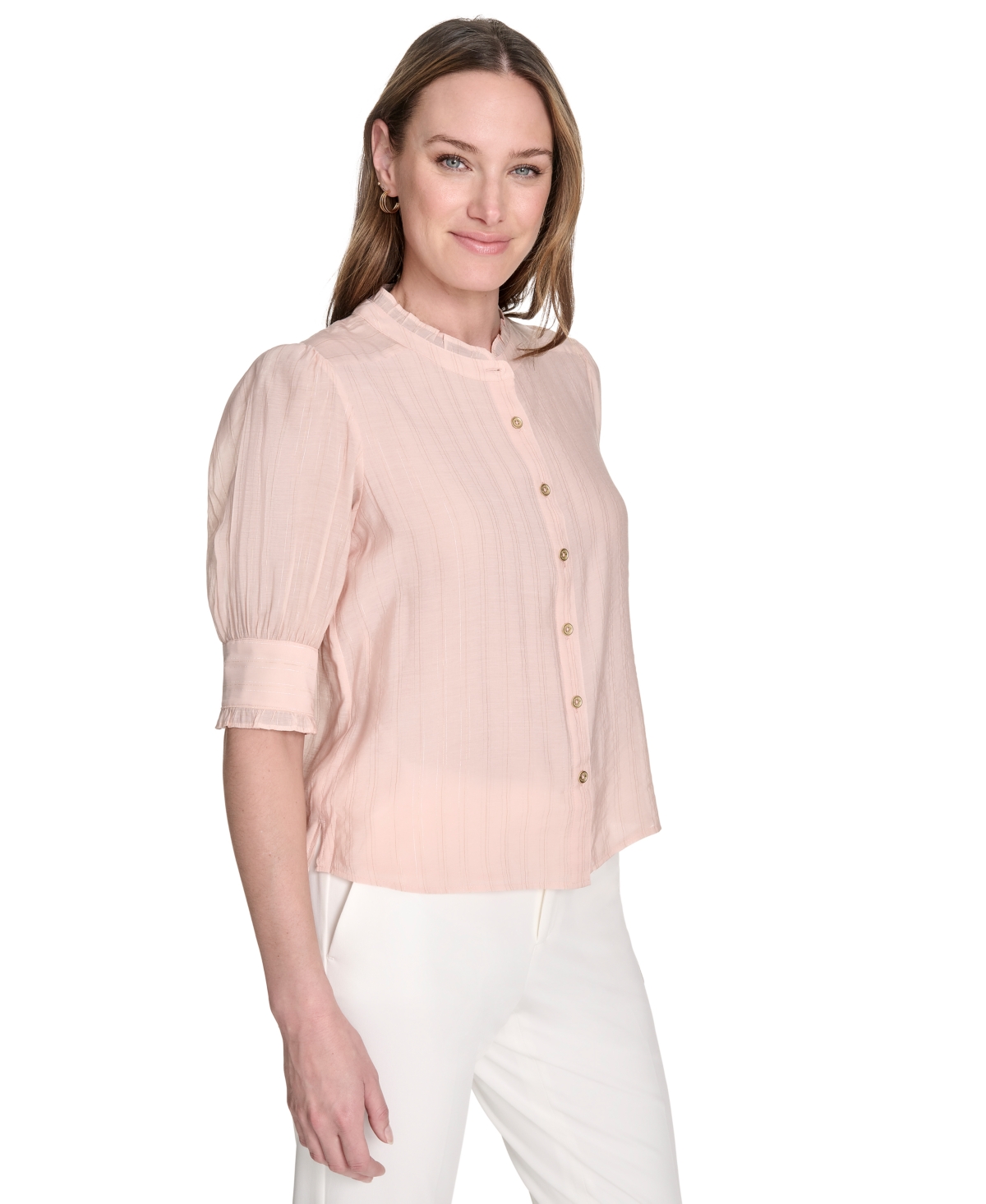Tommy Hilfiger Women's Lurex Stripe Button-front Shirt