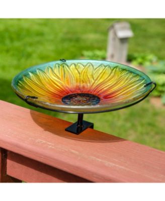 Deck-Mounted/Staked Glass Bird Bath - 10.5” Diameter