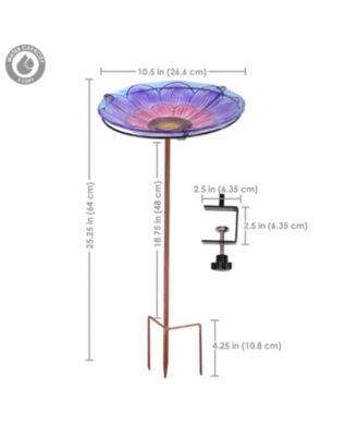 Glass Bird Bath with Deck-Mount or Stake Option