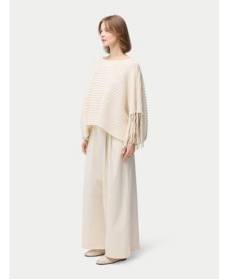 Women's Fringed Sleeve Cashmere Poncho