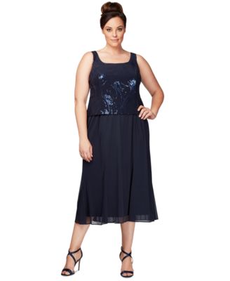 Plus Size Sequined Chiffon Dress and Jacket