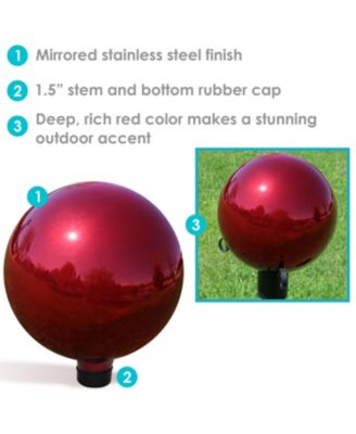 Indoor/Outdoor Reflective Mirrored Surface Garden Gazing Globe Ball with Stemmed Bottom and Rubber Cap - 10" Diameter