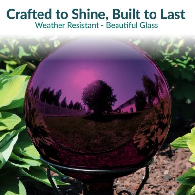 Reflective Mirrored Garden Gazing Globe Ball with Stemmed Bottom and Rubber Cap, 10" Diameter