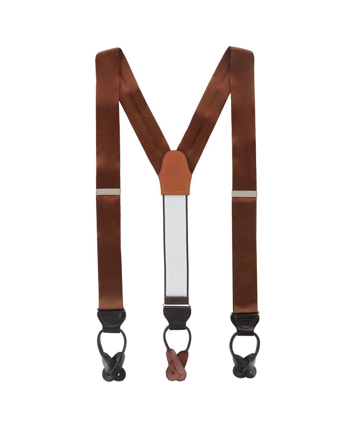 Men's Dutton Solid Colored Silk Button End Suspenders - Navy