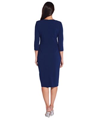 Women's Tie-Front 3/4-Sleeve Crepe Knit Dress