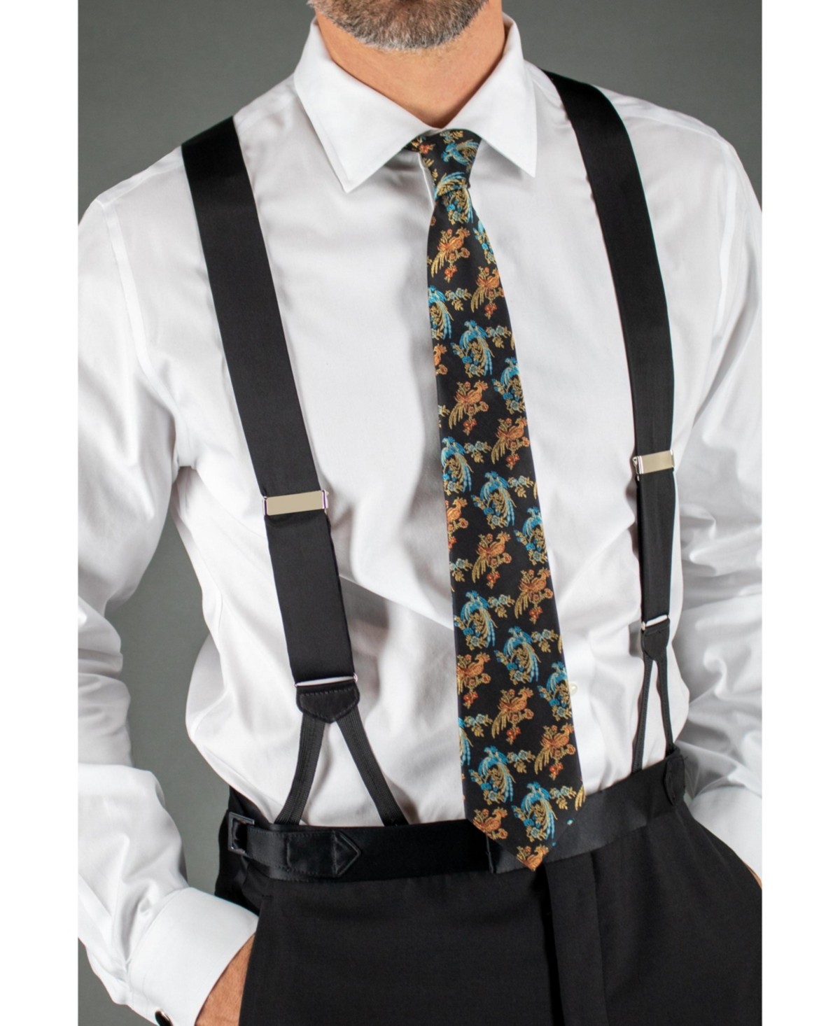 Trafalgar Men's Sutton Solid Color Silk Formal Suspenders | Y-Back, Adjustable Braces